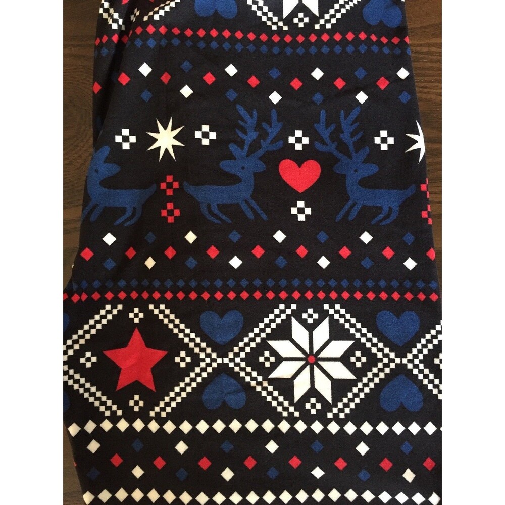 Reindeers Navy with Christmas Buttery Soft Leggings- Plus Size 12-18 Curvy Size.